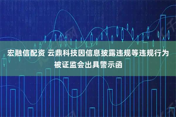 宏融信配资 云鼎科技因信息披露违规等违规行为被证监会出具警示函